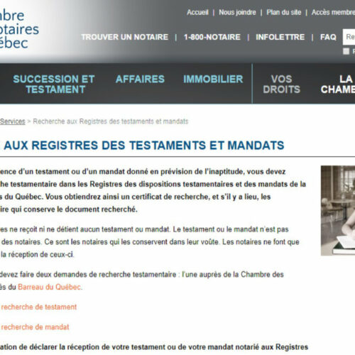 Recherches testamentaires